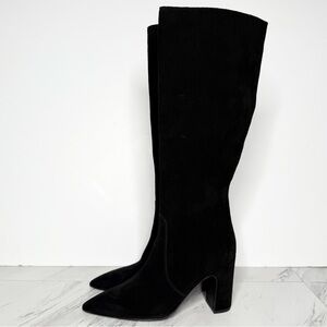 Steve Madden Evey Black Suede Pointy Toe Heeled Tall Boot 7 1/2 M